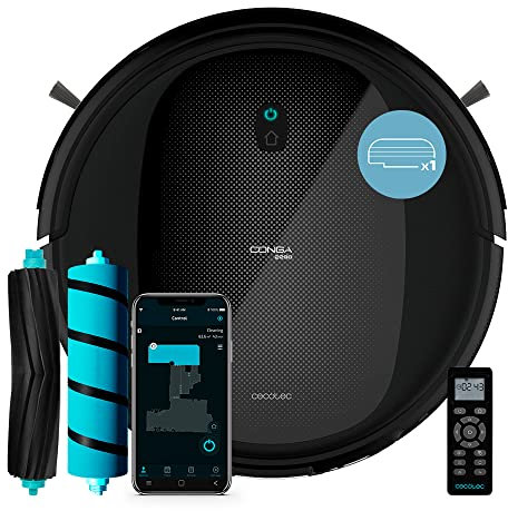 Cecotec Robot Aspirador y Friegasuelos Conga 2290 Ultra T. 2100 Pa, Tecnología 4in1, App Control, Sistema Vitual Map, 3 Modos de fregado, Cepillo para Mascotas. Alexa & Google Assistant, Autovaciado