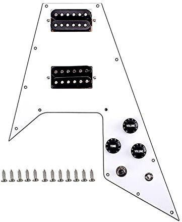 Für Flying V Gitarre White 3 Ply Loaded Pickguard Vorverdrahtetes Schlagbrett