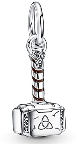 Lkwidi Charme Thor's Hammer Charms-Anhänger 925 Sterling Silber Charm Bead Pendant für Europäische Armbänder und Halsketten