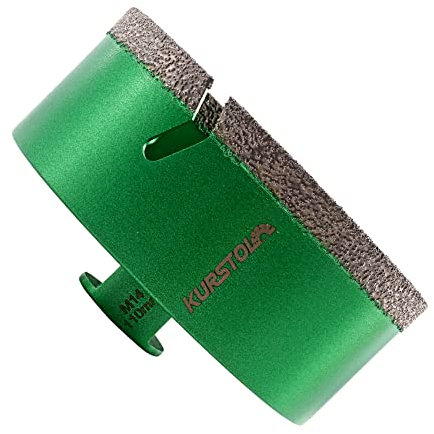 KURSTOL Diamond Core Drill Bits - 110mm with M14 thread Tile Hole Saws for Dry Drilling Porcelain Ceramic Tile Granite Marble Stone Vacuum Brazed Diamond Drill Bit