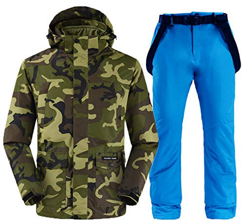 Saeohnssty Outdoor-Herren-Snowboard-Jacken und -Hose, Tarnmuster, wasserdicht, winddicht, Snowboard-Jacken und -Hose, Skifahren-Set, Farbe 13, 4XL
