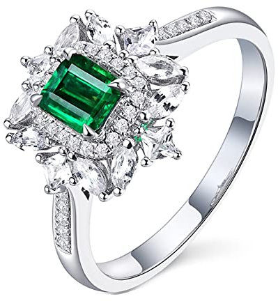 ANAZOZ Ring Echt Gold Damen 18 Karat, Smaragdringe 0,5 Karat Geburtsstein Ring Mai Trauringe Damen Personalisierte