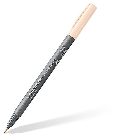 STAEDTLER brush pen pigment Arts, pfirsich hell, pigmentierte Premium-Zeichentusche, Pinselspitze für variable Linienbreite, wasserfest, schnelltrocknend, 10 brush pens im Kartonetui, 371-431