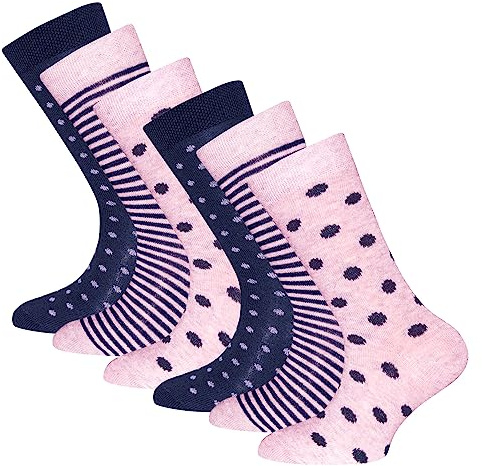 EWERS 6er-Pack Kindersocken Punkte/Ringel - 6 Paar Socken für Mädchen mit Punkte/Ringel-Motiven, MADE IN EUROPE, Rosa/Blau
