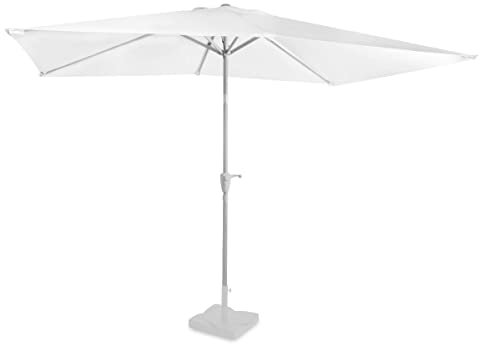 VONROC Sonnenschirm rechteckig 200x300 - Rechteckiger Sonnenschirm für Terasse, Garten, Balkon, Gastro - Knickbar, Kurbel, Wetterfest - Rapallo (Weiß)