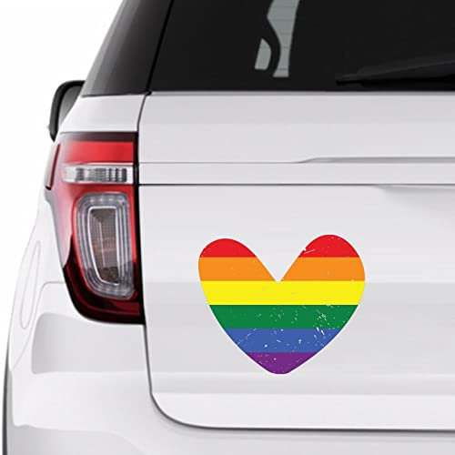 Rainbow Heart Lgbt Pride Sticker, LGBT Pride Vinly Decal for Cars Laptops, Windows, Walls, Fridge, Toilet And More,6 inch