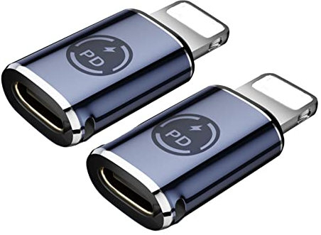 2 Pcs Apple MFi Zertifizierter USB C Buchse auf Lightning Adapter, 27W PD Schnellladeadapter, Kompatibel mit iPhone 14 13 12 11 Pro Max, Xs, XR, iPad (Nicht für Die Verwendung mit Kopfhörern Geeignet)