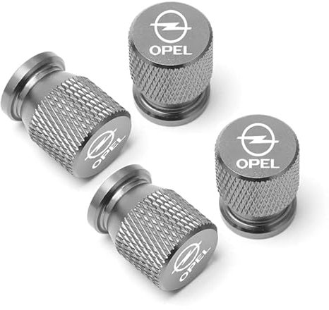 JUNZAI Autoreifen-Ventilkappe, für Opel Insignia Astra H G J Antara Vectra Vivaro Corsa Zafira, Radreifen-Staubkappen, Felgenzubehör,Silver