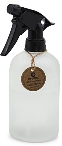 OFFIDIX Glas-Sprühflasche, Handdruck-Pflanzennebel mit oberer Pumpe, 0,43 l, Milchglas-Sprühflasche mit verstellbarer Düse für Gartenarbeit und Reinigung (transparent)