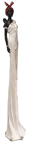 Aspinaworld Afrikanische Dekofigur Frau mit Kind auf dem Rücken 103 cm weiß, Afrika Deko, Afrika Frauen Figur