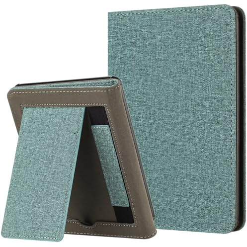 MOKASE for 6.8 Kindle Paperwhite 11th Generation 2021 Case (Model: M2L3EK / M2L4EK), Cloth Hard PC Stand Cover, Auto Wake/Sleep with Hand Strap for Kindle Paperwhite & Signature Edition, Pine Green