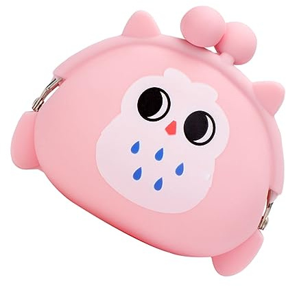 GALPADA Portafoglio Mini Portamonete in Silicone Gelatinoso Forma Di Animale Dei Cartoni Animati Kawaii Rosa Gufo