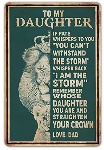 Poster Lion Dad to My Daughter If Fate Whispers to You Can't Withstand The Storm Whispers Back, Heimdekoration, Wanddekoration, Geschenk für Ihre Tochter