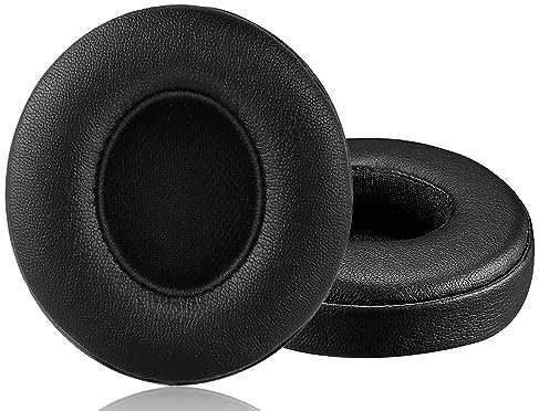 Ear Cushions Replacement for Beats Solo 3/2 Wireless On-Ear Headphones, Ear Pads with Silky Soft Protein Leather and Memory Foam – Black