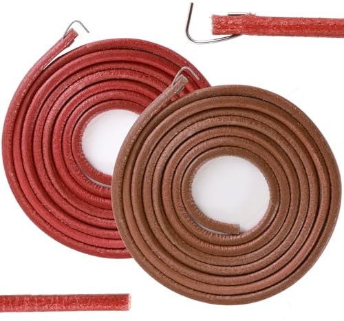 boeyeleny Riemen für Nähmaschine, 2 Stück, Nähmaschinen-Gürtel, 183 cm, universelles Lederband, für viele Singer-Nähmaschinen, Braun und Rot