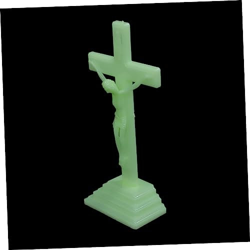 MUCKLILY 2St Leuchtende Jesus- Christliche Dekoration für Zuhause Christliche Gebetsdekoration geschnitzte Kreuzstatue Weihnachtsskulptur Kreuzdekor Jesus-Statue religiöses Dekor