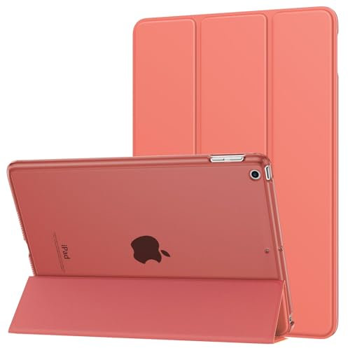 MoKo Cover Compatibile con 2018/2017 iPad 9.7 6th/5th Generazione, Ultra Sottile Leggero Custodia in Tri-Fold Auto Sveglia/Sonno con Retro Semi-Trasparente Rigido, Mandarino