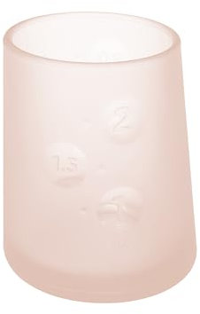 CAIKEZI Olababy First Cup | Clear Sense 100% Silicone Infant Trainer Cup | 2oz Medicine Cup for Newborn | Non-Slip & Sloping Design for Tiny Hands & Baby Led Weaning (Coral, 1 Cup)