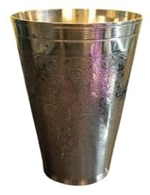 ROYALSTUFFS Lassi-Glas-Trinkgeschirr-Set aus Messing, für Zuhause, Dhaba, geprägtes Blumendesign, Geschenkset, 2 Stück