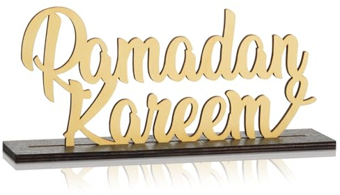 Namalu Holzbuchstabe Ramadan Tischschild Aufsteller Mit Schriftzug Islamische Dekoration Eid Mubarak Tischdeko Geschenk Für Muslim Wohnzimmer Wohnkultur (Ramadan Kareem)