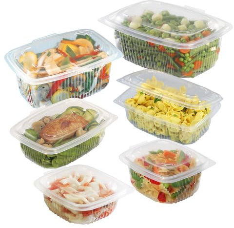 G.M. DISTRIBUZIONE 100 Vaschette per Alimenti Ondabox - Formato 375 Ml - Contenitori Ermetici per Alimenti Caldi, Salvaliquidi, Riutilizzabili - Contenitori per Microonde