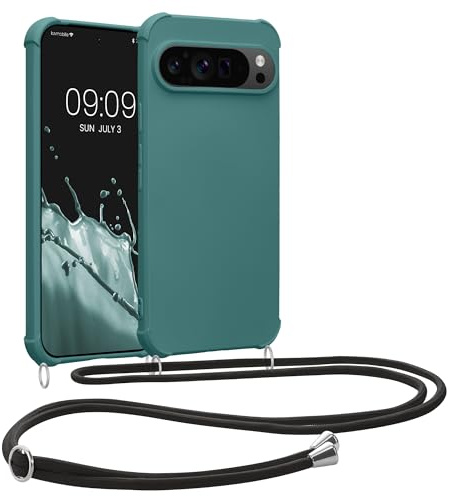 kwmobile Necklace Case kompatibel mit Google Pixel 9 Pro XL Hülle - Cover mit Kordel zum Umhängen - Silikon Schutzhülle Petrol