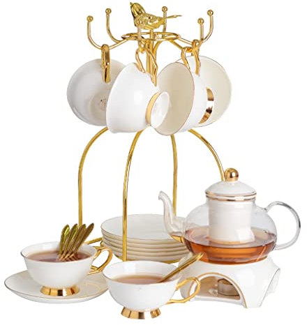 sjdoPulse Set da tè Pomeridiano Inglese in Stile Corte Set da tè con Fiori in Stile Europeo Set di Tazze da tè con Fiori