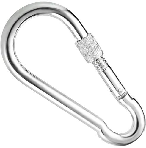 DIYUK Stahl-Karabinerhaken mit Schraubenmutter Länge 50 mm (2 Stück) Karabiner Safe Lock Karabiner Clip Feder für Outdoor Wandern Camping Angeln Rucksack
