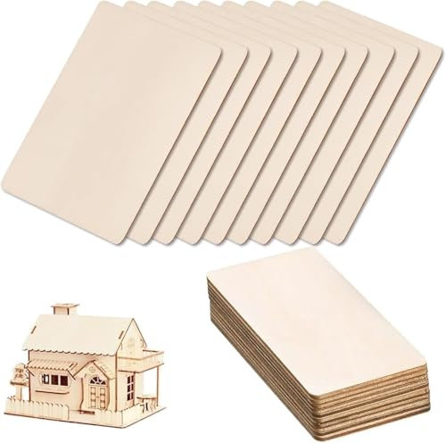 Panneau rectangulaire en bois, pièces rectangulaires en bois non traité, 10 x 20 cm, panneau en bois artisanal, panneaux en contreplaqué, pour travaux manuels, bricolage,20 pièces, 2,5 mm d'épaisseur.