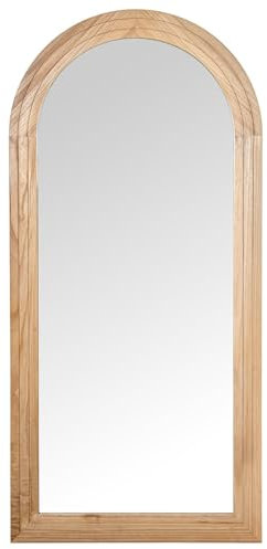 DRW Espejo de Pared con Forma de Ventana Madera Natural 80x3x171 cm