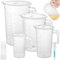 Realure 4 Pcs/4 Sizes Measuring Jugs Cups with Scale & Lid & Handle & Pipette/Brushes Set 100/250/500/1000 ml Mixing Cups Heat Resistant Transparent Plastic Cooking Measure Tool for Kitchen & Baking