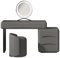 MVXBICIA Schminktisch mit 360° drehbarem Spiegel und verstellbarem Schreibtisch, Faserleder-Finish, Schminkset mit Beistellschrank und Hocker, Khaki, 120 cm, Grau, 80 cm