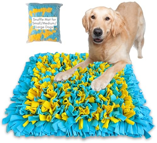 Golden Pup Enrichment Snuffle Mat for Dogs, Sniff Mat Interactive Slow Feeding for Boredom, Mental Stimulation, Stress Relief & Natural Foraging, for Puppy Small Medium Large Dogs, 24”x20”