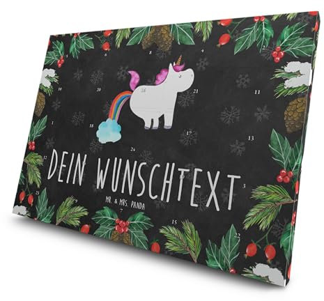 Mr. & Mrs. Panda Personalisierter Tee Adventskalender Einhorn Pupsen - Personalisierte Geschenke, Unicorn, Pups, Regenbogen, Lustig, Spaß, Freundin