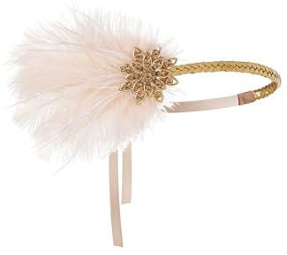 BABEYOND 1920s Stirnband Feder Damen 20er Jahre Stil Flapper Showgirl Charleston Haarband Great Gatsby Damen Fasching Kostüm Accessoires Champagner