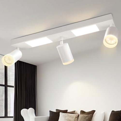 cupgow LED Deckenleuchte 3 Flammig Deckenlampe - 20W Deckenstrahler GU10 Weiß Schlafzimmerlampe 3000k Küchenlampe Schwenkbar Deckenspot Flurlampe Metall für Wohnzimmer Büro