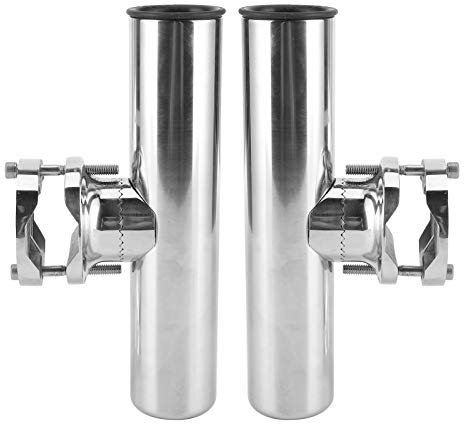 Klemme, Verstellbarer Angelrutenhalter aus Edelstahl, Gummieinsatz, 32 Winkel, 2 Stück, mit 32 Mm Bis 50 Mm Schienen Zur Montage