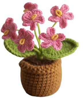 Fiori all'uncinetto in vaso, fiori a maglia all'uncinetto, piante in vaso, piccola orchidea lavorata a maglia in vaso per cruscotto auto, decorazione per console centrale all'uncinetto