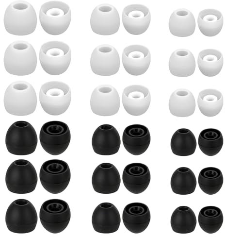 36 Stück Ersatz Ohrstöpsel Weiß und Schwarz Silikon Ohrhörer Ersatzstöpsel Komfort Ohrstöpsel Kompatibel mit den meisten in-Ear Kopfhörer (3 Größen)