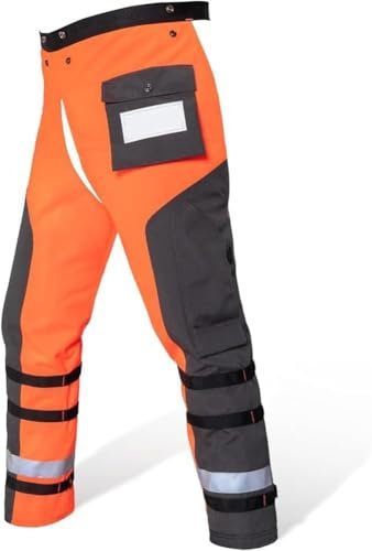 NMJHEVX 9 Layer Chainsaw Chaps Premium Protection And Comfort For Logging,Chaps with Protective Chainsaw Apron, Adjustable Chainsaw Chaps,Chainsaw Pants (orange, L)