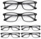 UVTQSSP 6 Pack Lesebrille Ultraleicht rechteckig Lesehilfe für Damen und Herren Brille (6 Pack schwarz, 1.5, x)