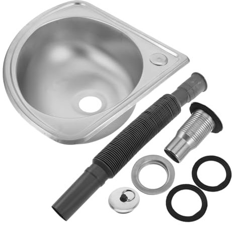 Cabilock Fregadero para Autocaravanas Acero Inoxidable Lavabo Pequeño de Esquina Fregadero Seno Diseño Triangular Instalación para Cocinas Pequeñas