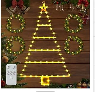 SaiXuan Luces Navidad Exterior Pilas LED, 8 Modos y Temporizador, Funciona con Pilas, Árbol de Navidad con Luce LED, Luces de navidad para Árbol Interior y exterior, Decoración Navidads Exteriors