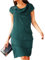 Robe Femme Chic et Elegant de Soirée de Cocktail Mariage Luxe Tunique Manches Courtes Chiffon Robe de Cérémonie pour Femme Ronde Warp de Bal Longue Robes Business 04-Vert foncé XXL