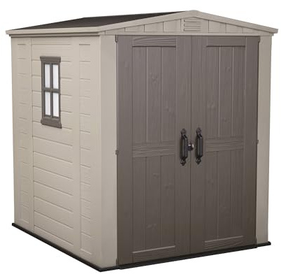 Dmora Gartenhaus Ronsecco 195,5 x 178 x 208 h cm beige wetterfest Fenster Dach mit zwei Seiten