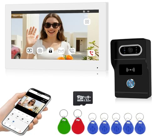 OBO HANDS Kit Videocitofono 2 fili Monofamiliare Citofoni, Visione Notturna 1080p,Audio Bidirezionale,Citofono con Tuya Sblocco Remoto,Facile Installazione