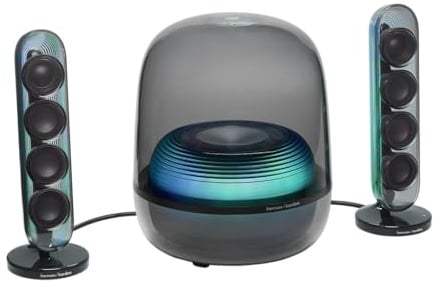 Harman Kardon SoundSticks 5 Altoparlante Bluetooth, Nero | Design a 3 Vie, Connettività HDMI ARC a Cavo Singolo, Connessione Multi-Speaker con Auracast, Giochi di Luce