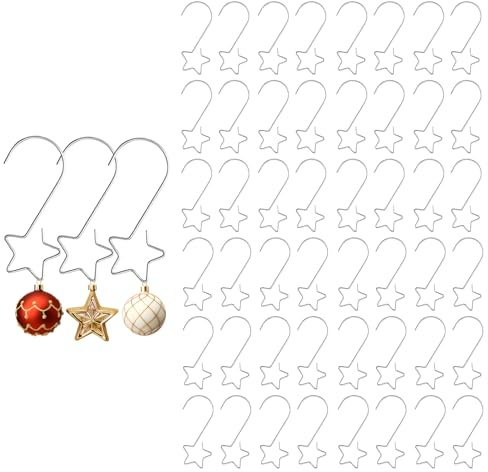 100 Stück Stern Aufhänger für Weihnachtskugeln,Haken Weihnachtskugel,Kugelaufhänger Gold Silber,Christbaumkugel Aufhänger,Anhänger Christbaumkugeln,Aufhängen Kugel Weihnachtsbaum für Christbaumschmuck