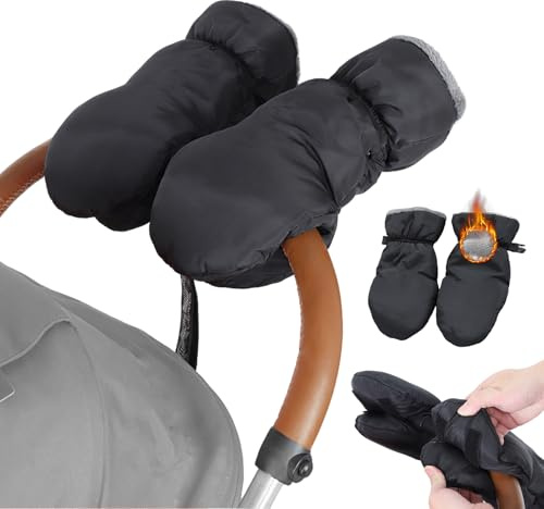 Stroller Gloves, Baby Stroller Finger Gloves, Hand Muff for Cold Weather, with Detachable Finger Gloves, Universal Ultra-Plush Winter Stroller Mittens for Baby Parents, for Winter & Rainy Days