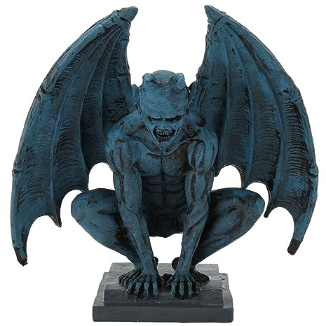 Blue Gargoyle Statue, Gothic Guardian Figurine for Garden Patio Party | Resin, 7.4 x 7.3 x 3.9in, Detailed Mystical Gothic Ornament